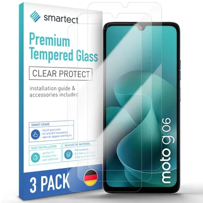 Produktbild von 3x Schutzglas Panzerfolie Klar für Motorola Moto G06 / G06 Power Displayschutz Hartglas