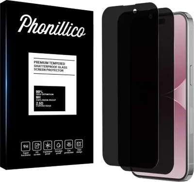 Produktbild von Hartglas Anti-Spy für iPhone 15 [2 Stück] Schwarze Displayschutzfolie Screen Protector Film Privacy Anti-Kratzer Glas Resistant Phonillico®