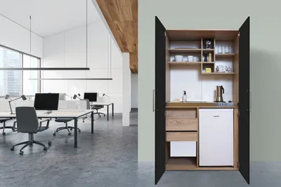 Produktbild von Küche Büroküche Miniküche Singleküche Eiche Schwarz Peter 104 cm Respekta