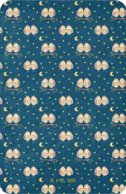 Produktbild von Mr. & Mrs. Panda Plaid Eulen Liebe 100 x 150 cm - Blau - Geschenk, Heimdecke, Freund, Eule, Sofadecke, Tagesdecke, Decke, Kuscheldecke, Owl