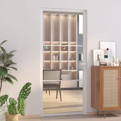 Zdjęcie produktu dla Drzwi wewnętrzne 93x201,5 cm Białe szkło ESG i aluminium