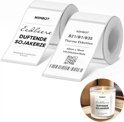 Etiketten für Etikettendrucker - 40 x 70 mm, 110 Etiketten pro Rolle - Schwarz auf Weiß