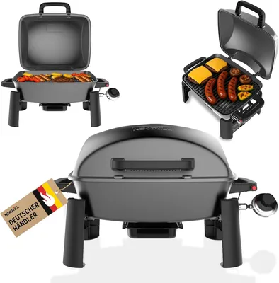 Zdjęcie produktu dla Grill gazowy – grill stołowy – grill balkonowy – grill kempingowy – przenośny grill – płyta grillowa żeliwna – 3,1 kW, zapalnik piezoelektryczny