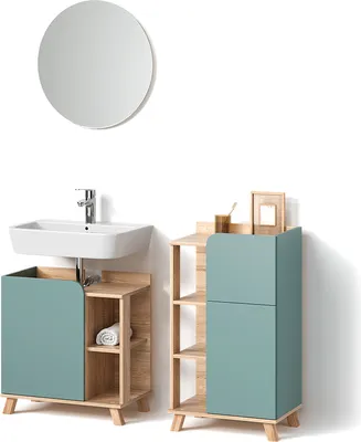 Produktbild von Badmöbel-Set Livinity Marano Blau-Grau 3 Teile, mit Midischrank, Model 52965