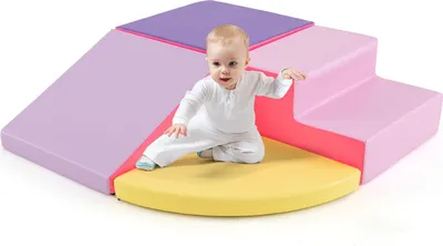 Produktbild von GOPLUS 4 tlg. Schaumstoffbausteine, Softbausteine aus PU, EPE zum Klettern & Rutschen, für Kinder ab 3 Jahren, Großbausteine für Kinderzimmer