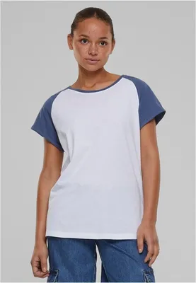 Obrázok produktu pre Dámske tričko Urban Classics Ladies Contrast Raglan Tee white/vintageblue - XL