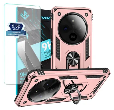 Produktbild von Armor Outdoor Handyhülle für Xiaomi Redmi 14C Handy Panzer Case Schutzhülle mit 9H Displayglas Displayschutz Farbe: Rosegold