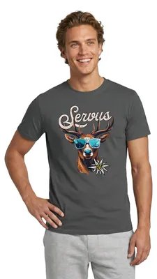 Produktbild von Spreadshirt Servus Hirsch Mit Sonnenbrille Männer T-Shirt, S, Anthrazit