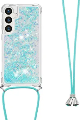 Produktbild von Samsung Galaxy S25 Hülle - Coverup Liquid Glitzer Back Cover mit Handykette - Hellblau