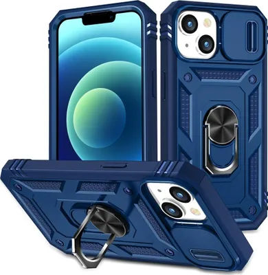 Produktbild von iPhone 15 Hülle - Coverup Ring Ständer Back Cover mit Kamera Schutz - Blau