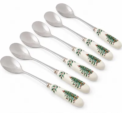 Teelöffel-Set mit 6 Stück, Weihnachtsbaum-Design, Mehrfarbig
