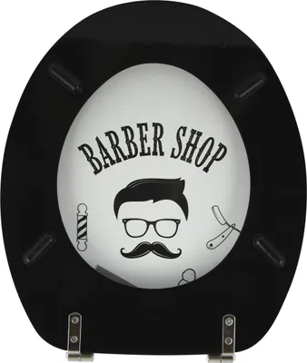 Produktbild von MSV WC Sitz Toilettendeckel MDF Holzkern „Barber“ Scharniere aus Edelstahl