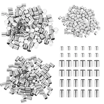 Edelstahl-Klemmperlen 300 Stück, 3 Größen, 1,5/2,5/3 mm, für Schmuck