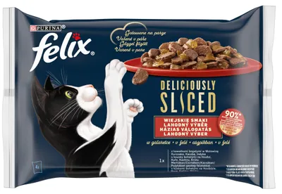 Produktbild von Felix Deliciously Sliced Ländliche Aromen für Katzen 4 x 80 g