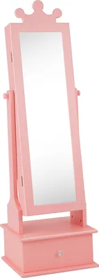 Produktbild von DREAMADE 2-in-1 Kinder-Spiegelschrank, Kinder Schmuckschrank mit Ganzkörperspiegel & Aufbewahrungsschubladen, Freistehender Schmuckorganizer, Rosa