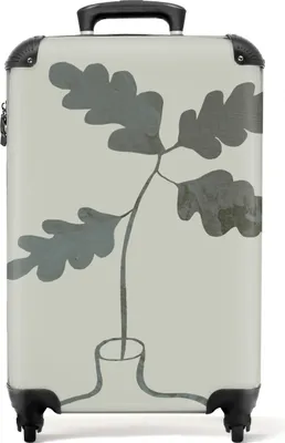 Produktbild von NoBoringSuitcases.com® Koffer Handgepäck Trolley Rollkoffer Kleine Reisekoffer mit 4 Rollen - Blumen - Blätter - Blumentopf - Grün - Cabin Size < 55x40x23 cm & 55x40x20 cm - Fotokoffer - Kabinenkoffer - BoardgepäckHandgepäck Koffer 55x35x20 cm, 36L,