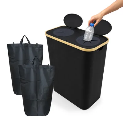 Zdjęcie produktu dla Relaxdays 4052025848934, 170 l, Prostokątny, Bambusowy, Włókno szklane, Tkanina, Plastik, Poliester, Czarny, 570 mm, 370 mm