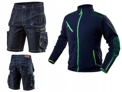 Produktbild von NEO TOOLS Herren Denim Kurze Arbeithose Denim Gr. XS-3XL | oder Set mit Warme Fleecejacke | Gr. S