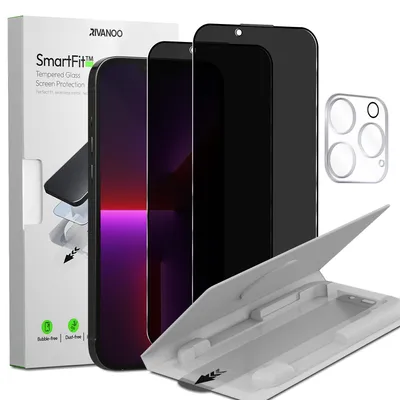 Obrázok produktu pre 2-balenie iPhone 13 Pro Ochranné sklo na displej Privacy & 1-balenie ochrana objektívu - Tvrdené sklo | [Automatická inštalácia] - Bez bublín