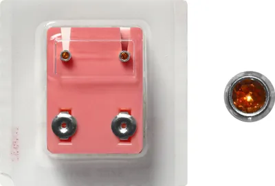 Produktbild von Erstohrstecker Chirurgenstahl Sterile Ohrstecker Zarge mit Stein in orange 3mm