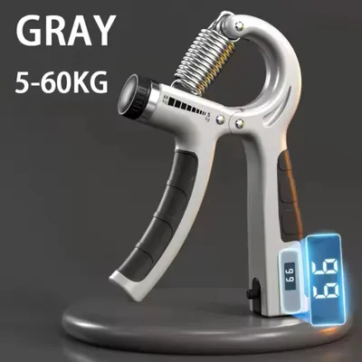 Image de Entraîneur de force de la main - Entraîneur de doigts réglable - Résistance de 5 à 100 kg - Pour l'entraînement de la main et du poignet - Développement musculaire et rééducation - Gris