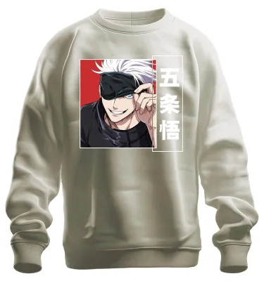 Immagine prodotto di Jujutsu Kaisen Gojo Satoru 五条悟 Anime Estetica Benda Capelli Bianchi Felpa Unisex Pullover, Natura, XL
