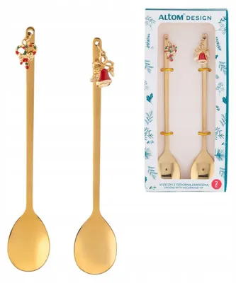 Produktbild von Altom Design Goldfarbene Teelöffel Weihnachtsanhänger 2 Stück