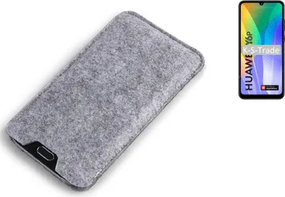 Produktbild von K-S-Trade Filz Handyhülle kompatibel mit Huawei Y6p Schutzhülle Filztasche Filz Tasche Case Sleeve Handy Hülle Filzhülle grau