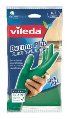 Produktbild von Vileda Dermo Plus „M“ Handschuhe Grün Baumwolle  Nitril