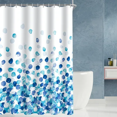 Zdjęcie produktu dla Zasłona prysznicowa Niebieskie płatki 280x200cm Wodoodporne zasłony kąpielowe z poliestru