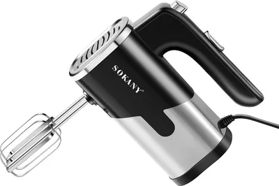 Produktbild von Elektrischer Handmixer 800W Edelstahl Handrührgerät Handrührer 5 Geschwindigkeiten mit 2 Rührbesen und 2 Knethaken