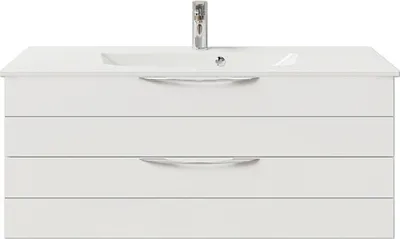 Produktbild von Pelipal Badmöbel-Set Sunline 300 BxHxT 117 x 49,9 x 48 cm Frontfarbe weiß hochglanz mit Waschtisch Mineralmarmor