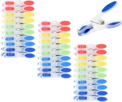 Produktbild von mucHome 60 Stück Softgrip Wäscheklammern Kluppen Wäscheklammer extra Stark in 5 Farben aus stabilen Kunststoff für Wäsche Hosen T-Shirts Unterwäsche