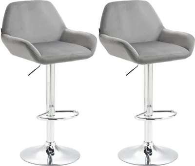 Produktbild von 2er Set Barhocker Braga Samt chrom grau