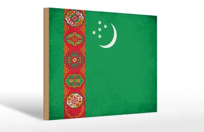 Produktbild von Holzschild Flagge Turkmenistan 30x20cm Flag Vintage