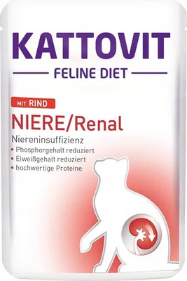 Produktbild von KATTOVIT Feline Diet Niere/Renal Beef - nassfutter für Katzen - 85g
