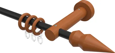 Produktbild von Interdeco Gardinenstange / Vorhangstange Schwarz / Kirschbaum lackiert, Typ Adrian Doman (Doppelkegel), 16 mm Ø 1-läufig, 320 cm
