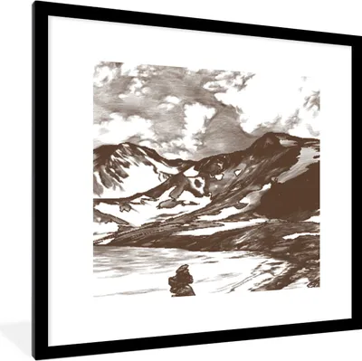 Produktbild von MuchoWow® MuchoWow® Gerahmtes Poster Berg - Meer - Strand 40x40 cm - Poster mit zchwarzem Bilderrahmen - Poster - Plakat im Rahmen