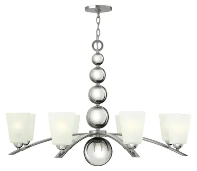 Image de Lustre, lampe à suspendre, acier verre, nickel, D 96,5 cm