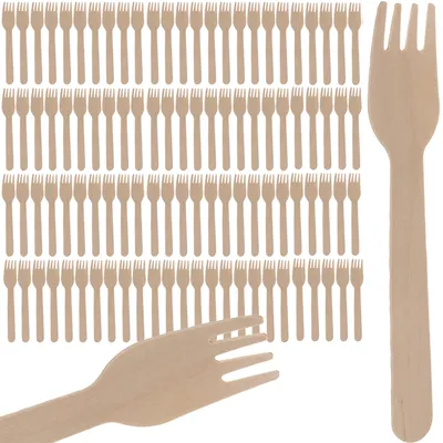 Produktbild von Einweg-Gabel Set 100 Stück Holzbesteck Gabel umweltfreundlich 20697