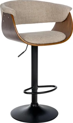 Produktbild von CLP Barhocker Vestal mit Fußstütze, höhenverstellbar walnuss/creme Material Stoff