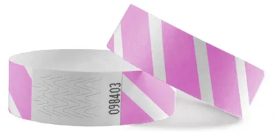 Obrázok produktu pre CombiCraft Striped Blank Tyvek Wristbands Pink - 100 kusov