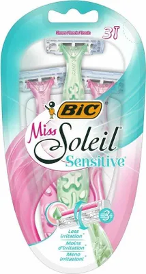 Zdjęcie produktu dla Maszynka Jednorazowa Do Golenia Dla Skóry Wrażliwej Bic Soleil Sensitive 3 Sztuki