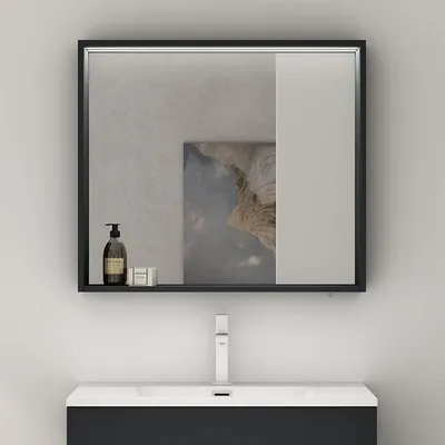 Image de doporro Armoire Murale Salle de Bains avec Miroir LED Placard de Rangement Compartiment Ouvert Anthracite Mat en Bois Armoire de Toilette 80x12x70 cm Spiegelschrank 01