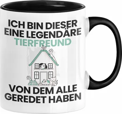 Produktbild von Tierfreund Geschenk Tasse Lustige Geschenkidee Geburtstag für Tierfreund Ich Bin Dieser Legendäre Tierfreund Von Dem Alle Geredet Haben Kaffee-Becher (Schwarz)