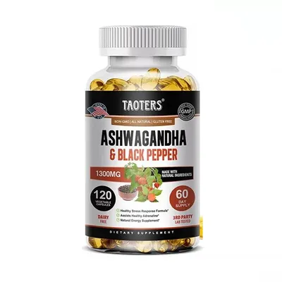 Image de Ashwagandha 1300mg (120 capsules) Complément alimentaire, humeur, stress, anxiété, relaxation, système immunitaire, santé nerveuse