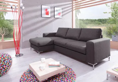 Image de MIUFORM Lofty Lilly - Canapé d'angle avec fonction lit et coffre de lit L-FORME GAUCHE - 236x148cm - Gris foncé - Canapé-lit Canapé