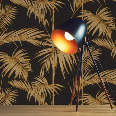 Produktbild von TADESSI Tapete Wald und Blätter Ginevra M1-No.274 Vliestapete Gold Schwarz Palmentapete Wohnzimmer Schlafzimmer Küche