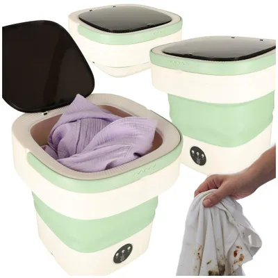 Immagine prodotto di Lavatrice automatica da viaggio, mini, pieghevole e portatile, 12 litri, verde
