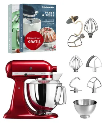 Produktbild von KitchenAid 4,8 L 5KSM175 Artisan Küchenmaschine inkl. TschimmHook Rührelemente Liebesapfel